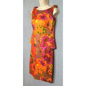 Vintage 50's DYNASTY Hong Kong Silk Set Top Skirt 8 Lg Floral Feminine Elegant
